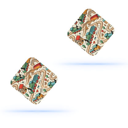 Brio Tåg CGM patches för Medtronic Simplera med tågdesign, ger extra fixering och stabilitet, två stycken patchar.