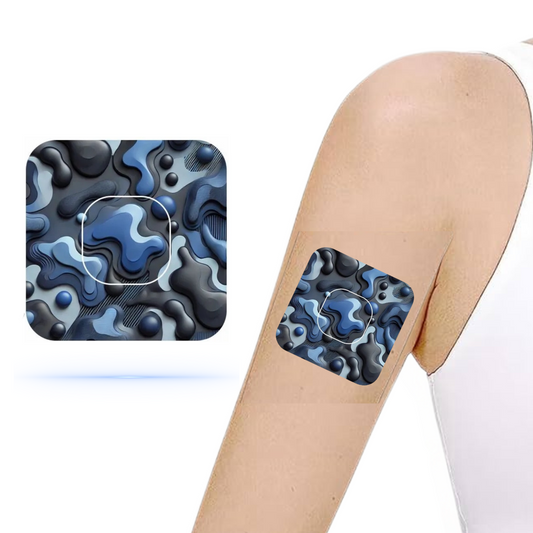Camouflage Army Blue CGM overpatches för Simplera (10-pack) inkl. Sensor Sticker - Diabeteshjalp