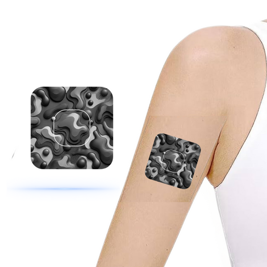 Camouflage Army grey CGM overpatches för Simplera (10-pack) inkl. Sensor Sticker - Diabeteshjalp