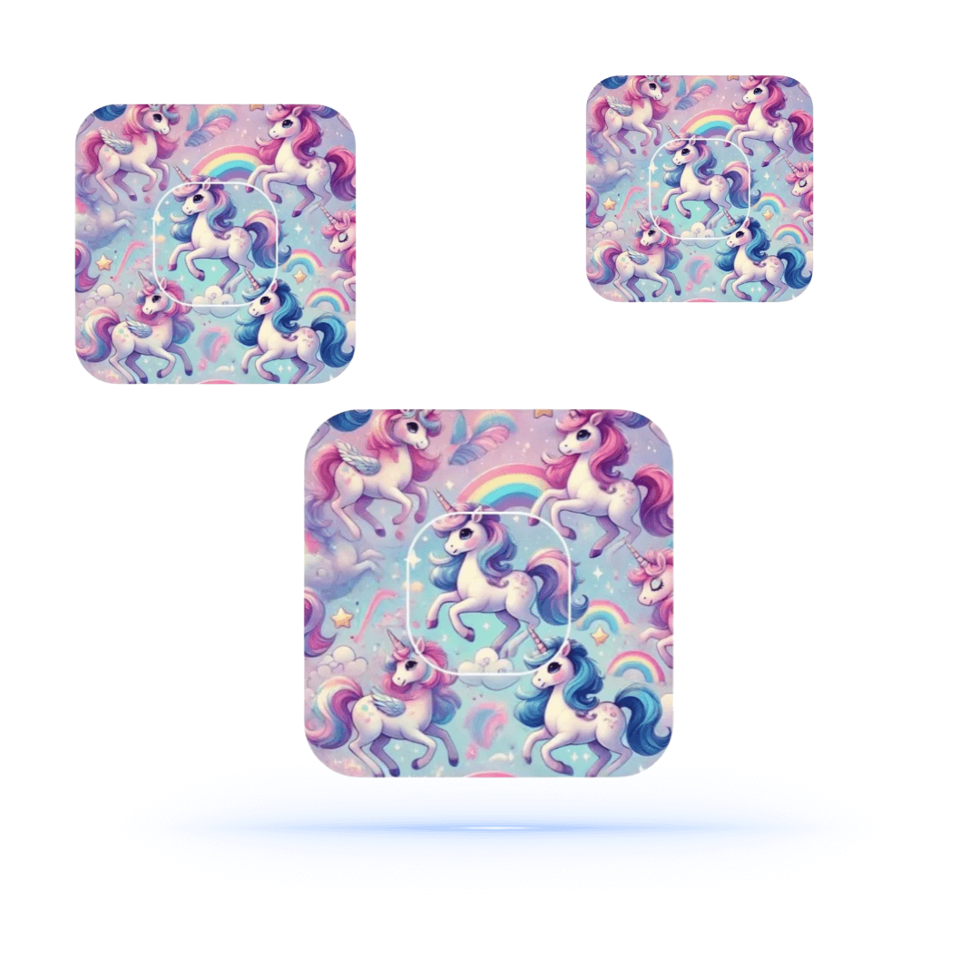 Unicorn Ponny CG overpatch för simplera sync (10-pack) inkl. Sensor Sticker - Diabeteshjalp
