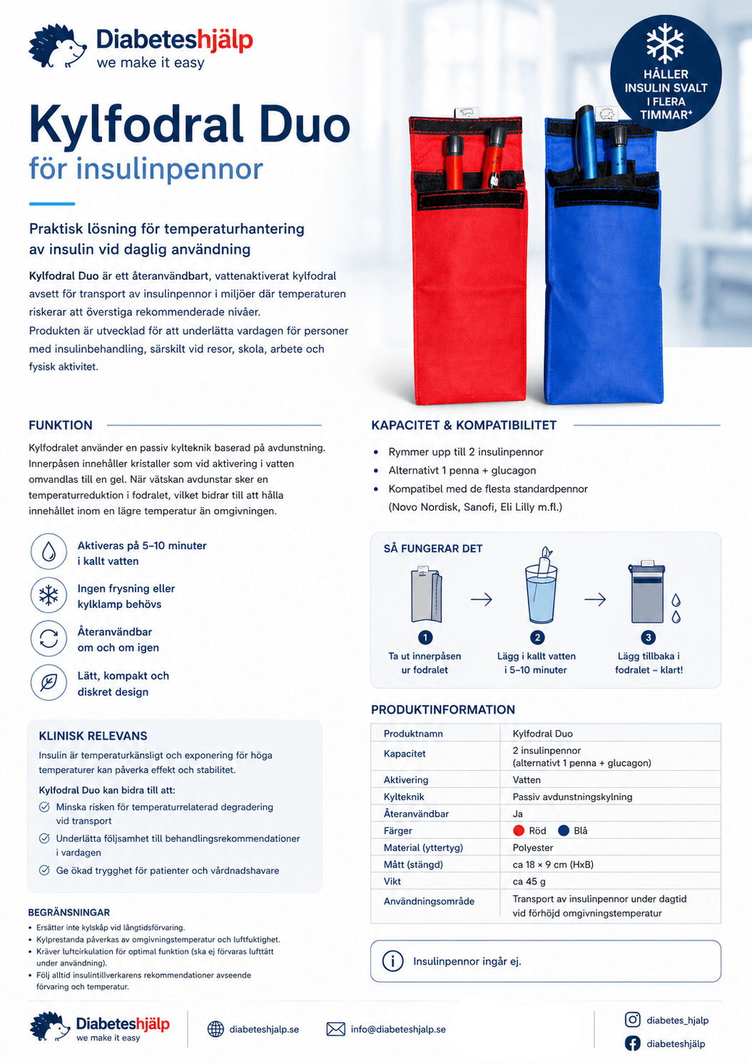 Kylfodral Duo - Håll ditt insulin svalt utan kylklampar, batterier eller krångel.