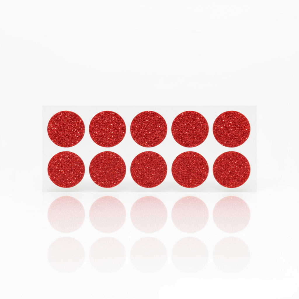 Freestyle Libre 1 & 2 glitterstickers i röd färg för CGM-sensor.