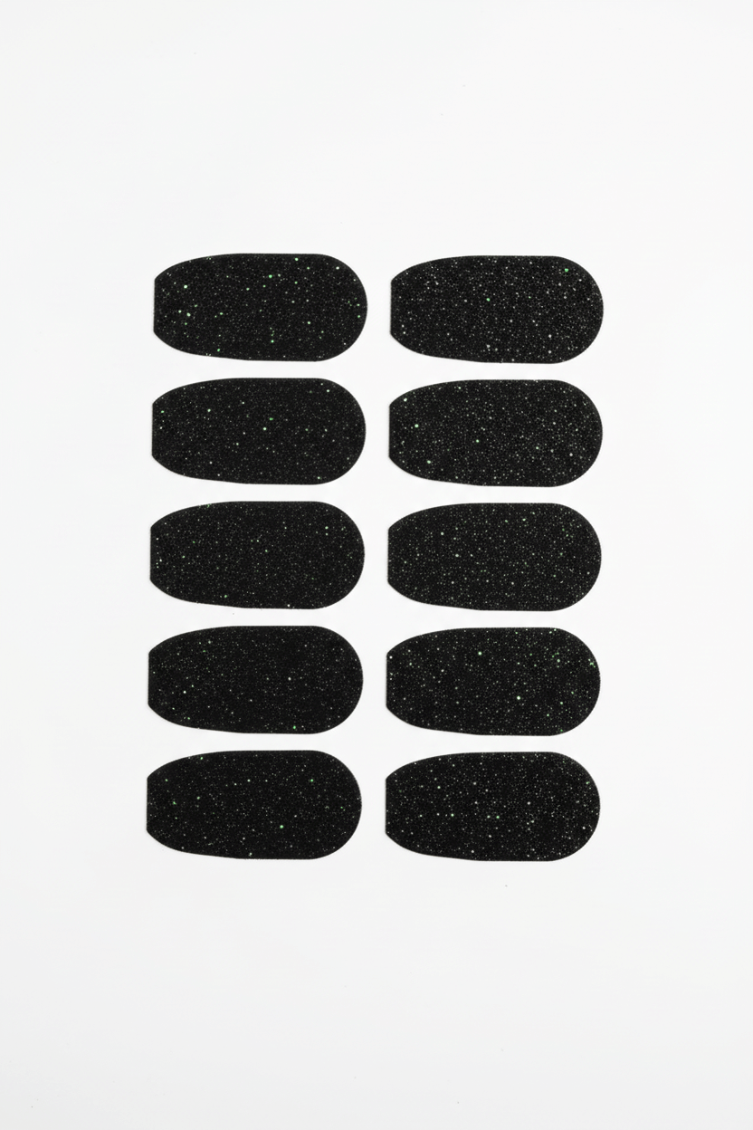 Glitterstickers för Dexcom G6 med glittrande svart design, 10-pack till CGM-sensor.