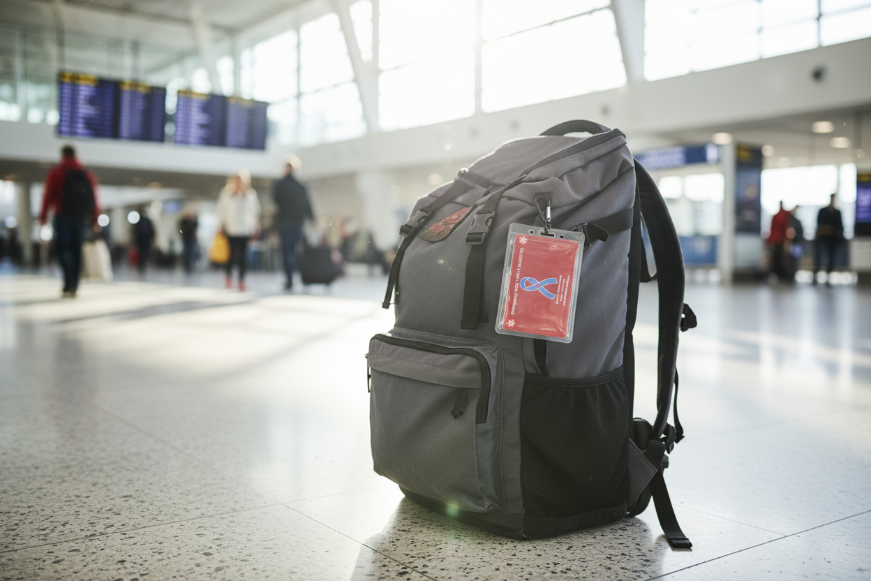 Reseryggsäck med nödkort