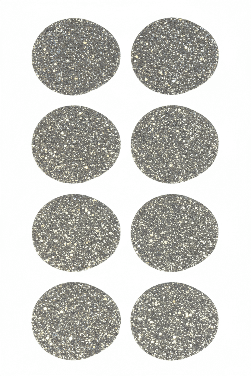 Silverfärgade glitter stickers G7 enhanced