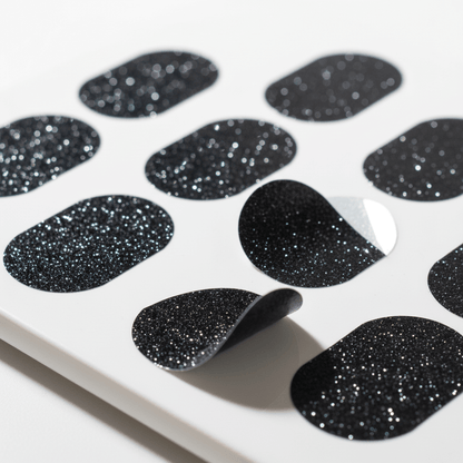 Omnipod Glitterstickers i svart med glitterfinish för personlig stil på insulinpumpen